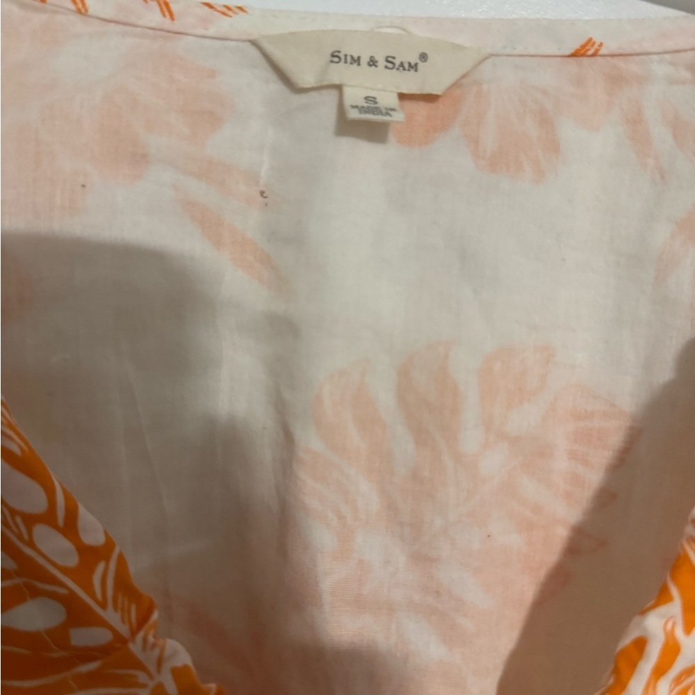 Tie-Front Puff Sleeve Mini Dress in Orange Floral - Picture 3 of 5
